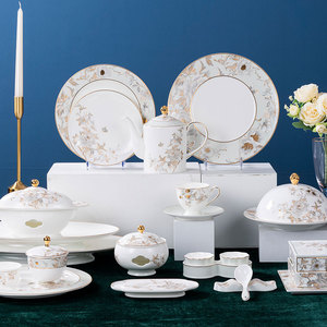 Luxury Plates Sets Dinnerware Bone China Royal Porcelain Dinnerware Sets Charger Plates