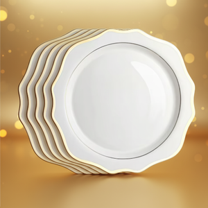 Bone China Irregular Flower Shape Charger Plate